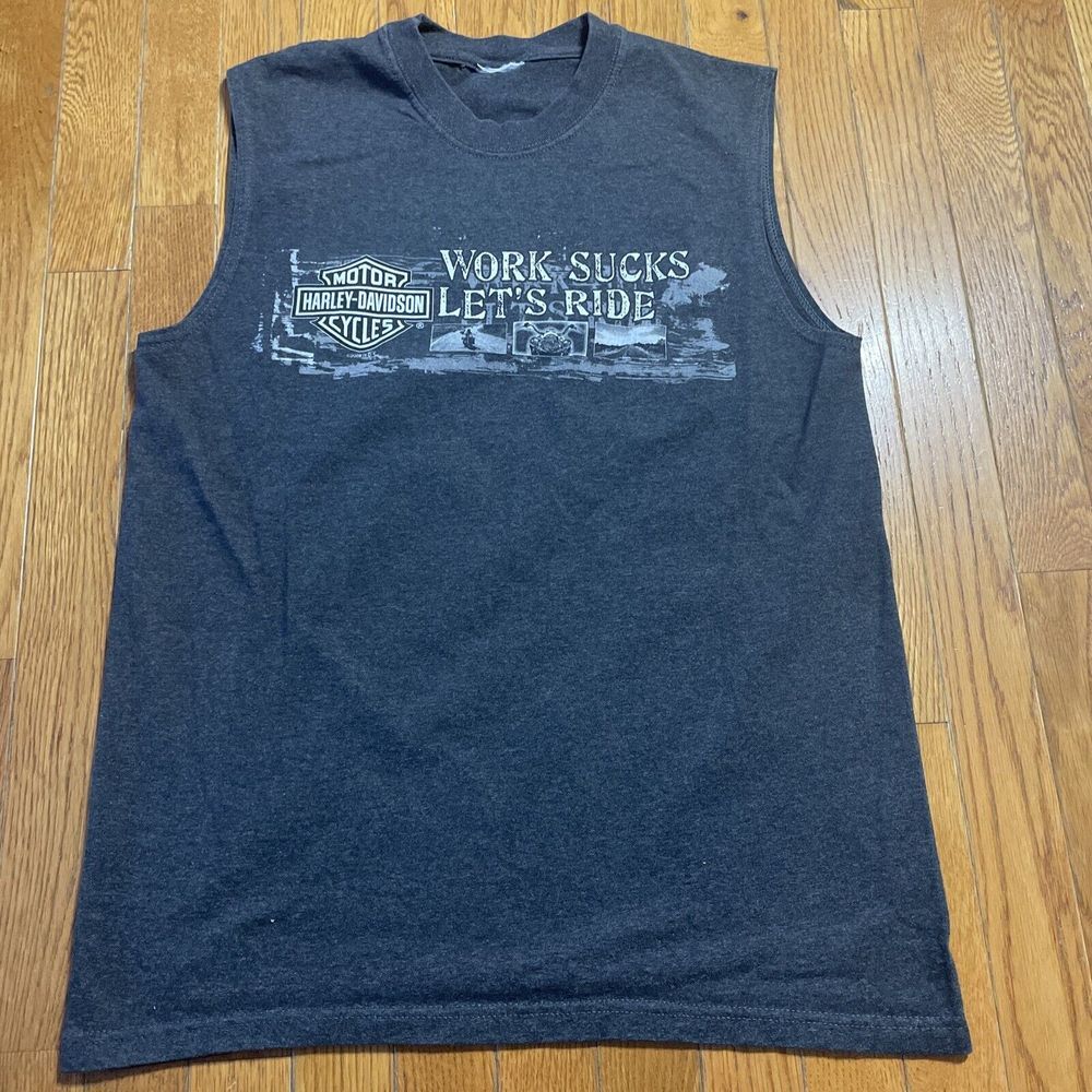 Harley-Davidson‎ Skagit Muscle Shirt Burlington, WA Work Sucks Let's Ride Size S